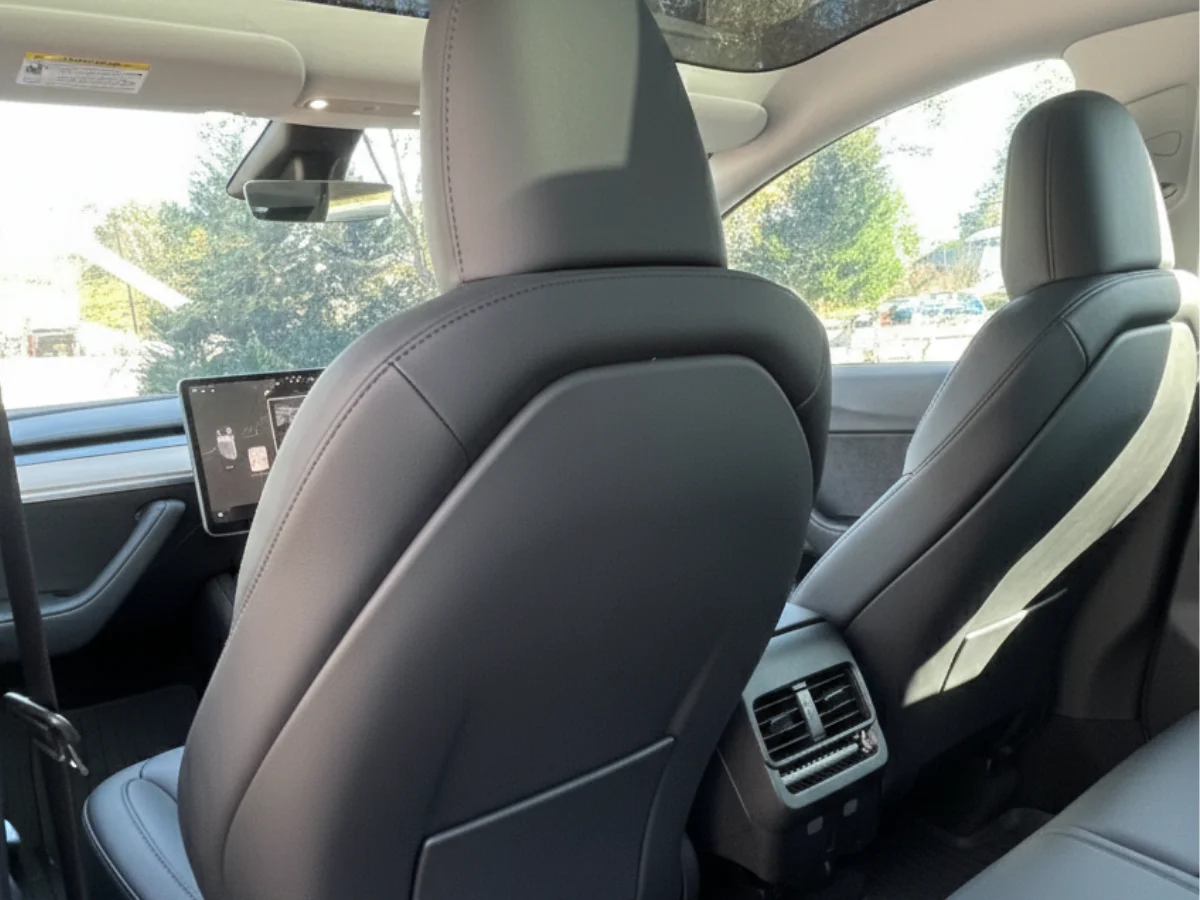 Tesla Model Y rear seat back showing area for seat back protector installation